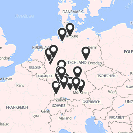 Veranstaltungsorte in Kartenansicht