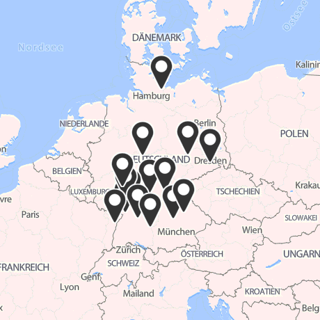 Veranstaltungsorte in Kartenansicht